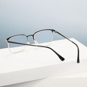 إطار نصف مستطيلي أسود إطار TR90 إطار UV400 عدسات مقاومة للضوء الأزرق تصميم عتيق مرن للرجال والنساء - Product Image 3