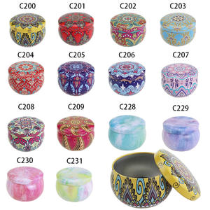 Design Mandala boîtes de conserve avec couvercles 2.2 oz récipients ronds bocaux en fer blanc avec mèches, support de mèches, autocollants de mèches pour bougie - Product Image 2