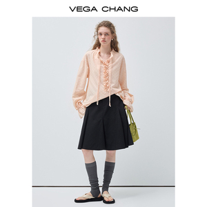 VEGA CHANG <span class=keywords><strong>Camicetta</strong></span> Personalizzata Stile Sweet Girl <span class=keywords><strong>con</strong></span> Colletto Alto e Volant, Nuovo Design <span class=keywords><strong>con</strong></span> Ricamo a <span class=keywords><strong>Cuori</strong></span> e Puntini per Donne - Product Image 3