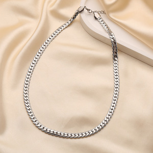 GT HipHop 6mm Antialérgico 18K Chapado en oro Acero inoxidable Collar de cadena de serpiente plana para mujeres y hombres - Product Image 5