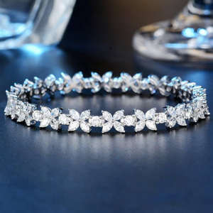 Bridal Blue Zircon Gold & Silver Jewelry <b>Set</b> for <b>Women</b> Wedding Flower Tennis Necklace Earrings Bracelet <b>Set</b> Wedding <b>Set</b> <b>Women</b> - Product Image 3