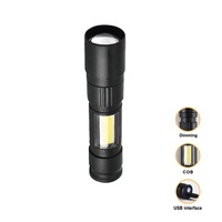 Nouvelle lampe torche COB à faisceau spot et large, lampe de travail et torche LED portable rechargeable, torche tactique avec zoom et focalisation
