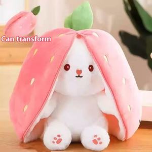 Fraise Lapin Transformation Lapin Peluche Poupée Carotte Couette pour Anniversaire Techniques Lavées - Product Image 6