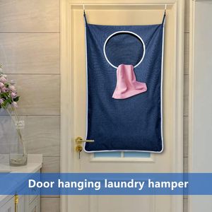 Foldable Hanging Laundry Hamper Bag with <b>Over</b> <b>Door</b> <b>Hooks</b> Household Wall Mounted Mesh Laundry Basket with Handle - Product Image 3