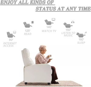 Luxury Wingback Leather Recliner Sofa Mid Century Adjustable <strong>Reclining</strong> <strong>Chair</strong> With <strong>Footstool</strong> - Product Image 4