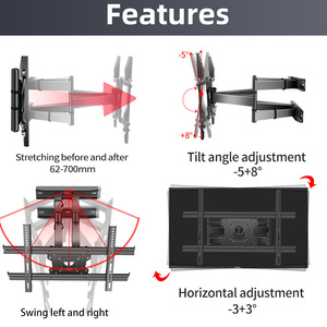 Hillport Support mural TV pivotant et inclinable <span class=keywords><strong>avec</strong></span> <span class=keywords><strong>bras</strong></span> long 37 "-75" DY603 - Product Image 6