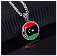 Kalung Bendera Sudan Custom Grosir Berhiaskan Berlian Penuh, Souvenir Aksesoris Fashionable, Kalung Alloy untuk Pria Wanita