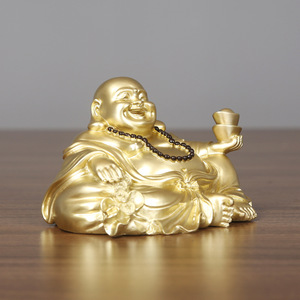 Figurine de Bouddha Maitreya en cuivre, dorée, faite à la main, décoration de bureau, décoration de la maison - Product Image 4