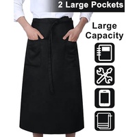 Tablier de bistro unisexe personnalisé avec logo, 2 poches, tablier demi-taille avec liens longs pour serveur, chef, barman