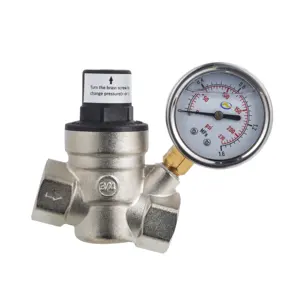 Válvula reguladora de alta pressão com medidor para controle de fluxo de água, válvula reguladora de latão