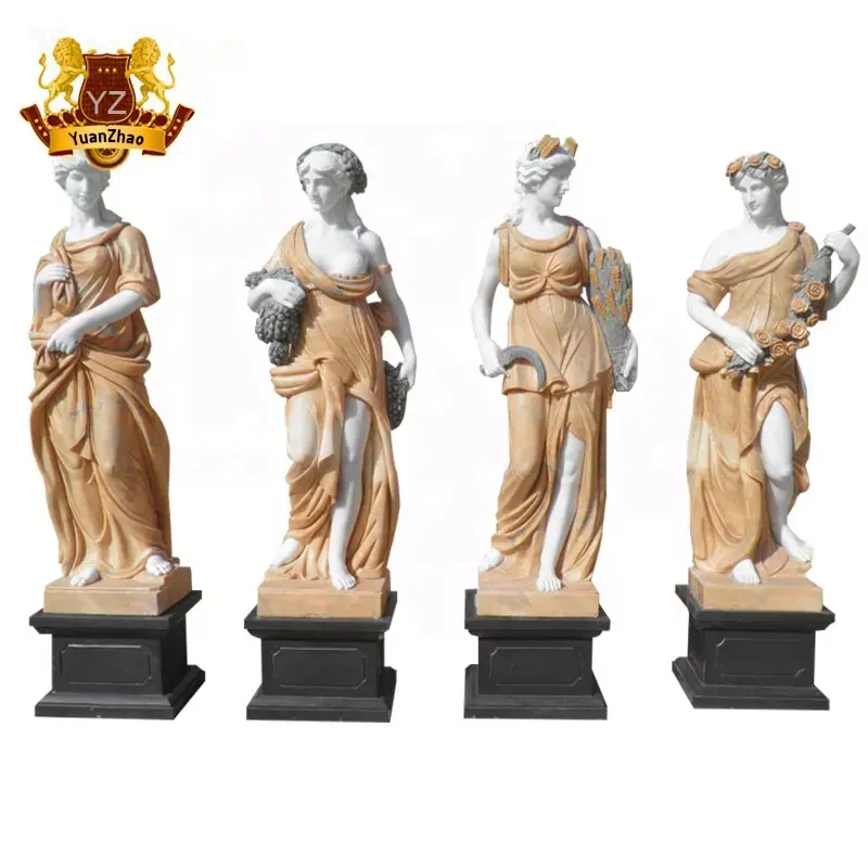 Estatua de mármol para decoración de interiores de las cuatro estaciones, escultura Europea clásica griega, estatua de mármol para señora