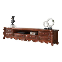 Meuble TV de salon de luxe américain, ensemble de meubles de rangement en bois massif sculpté vintage, meuble TV avec tiroirs et étagères