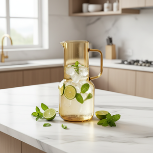 <span class=keywords><strong>Carafe</strong></span> moderne en verre borosilicate avec couvercle et poignée, 1600 ml, anti-fuite, couleur personnalisée, pour thé glacé et jus, idéale pour la porte du réfrigérateur - Product Image 3