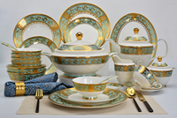 Expédition rapide, vaisselle en porcelaine dorée embossée, service de table de luxe en porcelaine fine, vaisselle