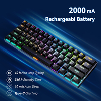 Tri-Mode BT5.0/2.4G/USB-C RGB Backlight 61 Keys Rechargeable Brown Switch Gaming Keyboard Mini Wireless Mechanical Keyboard