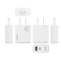 Chargeur mural rapide 30W PD Type-C QC3.0 double USB A+C avec prises américaines pour smartphone 16/25