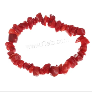 Pulsera de Coral Rojo Natural Elástica Estilo Económico, Cuentas Teñidas, 6x1mm-10x8mm, Longitud: Aprox. <span class=keywords><strong>7.4</strong></span> Pulgadas 1126788 - Product Image 1