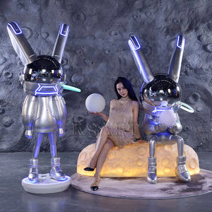 שרף גדול פסל ארנבת שרף עם ציפוי אור הירח זוהר עיצוב עבור קישוט כניסה חנות - Product Image 4