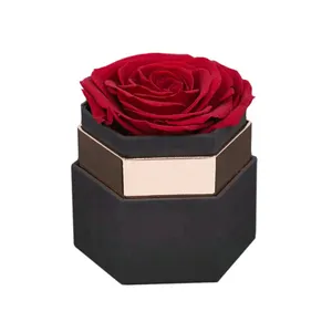 Personalizzato unico esagonale singola scatola rosa, hexagon fiore di imballaggio confezione regalo di cartone con coperchio di lusso