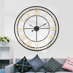 <span class=keywords><strong>Horloge</strong></span> <span class=keywords><strong>murale</strong></span> analogique à quartz avec aiguilles en fer, lettres anglaises modernes, grandes icônes, plaque épaisse de 25 mm pour salon - Product Image 5