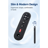 Mini télécommande universelle 7 boutons noire décorative moderne, compatible IR 433 MHz et 2.4G, personnalisable