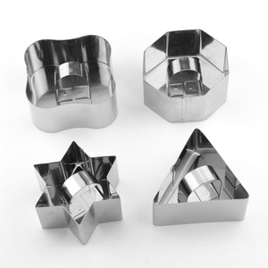 Cercle à mousse en acier inoxydable avec <span class=keywords><strong>poussoir</strong></span>, moule carré pour biscuits, ensemble de moules à découper mini-boulettes de riz rondes QG-450001, sac PP - Product Image 2