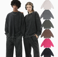 Sweat-shirt unisexe à col rond, coupe oversize, couleur unie, grammage lourd 360G, effet pigmenté rétro, pour tenue décontractée
