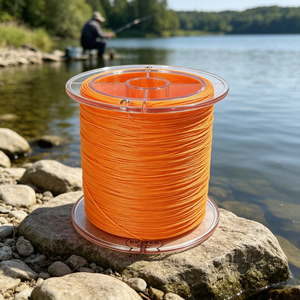 Prix direct usine – Bobine de 500 m – Ligne de pêche tressée PE <span class=keywords><strong>4</strong></span> brins – Haute visibilité orange – Ligne de pêche robuste pour eau salée - Product Image 4