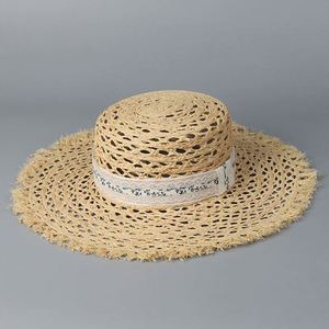 Spring <b>Summer</b> New Arrival Women Korean-Style Wide Brim Hollow Out <b>Straw</b> <b>Hat</b> Travel Beach Casual Sunhat Boater <b>Hat</b> - Product Image 5