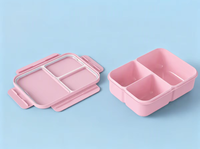 Boîte à lunch en plastique rectangulaire 1600 ml sans BPA, isolée, 3 compartiments étanches, compatible congélateur, écologique, qualité alimentaire, facile à transporter