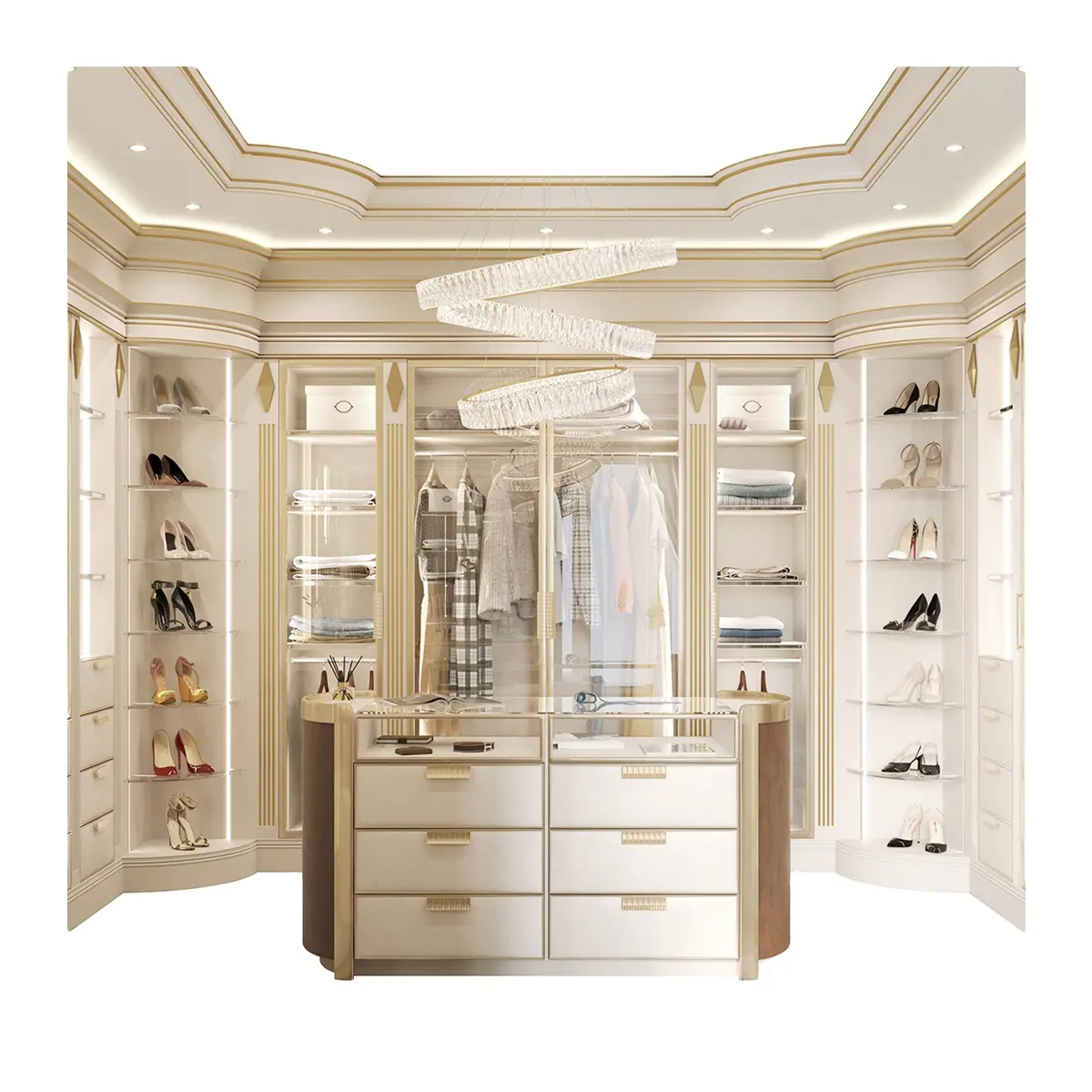 Luxe Hoge Kwaliteit Product Italiaans Hout Kostbare Rialto Walk In Kast Garderobe Voor Kleding En Accessoires