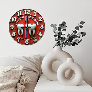 Round Wooden Wall <b>Clock</b> 25cm Silent Non Ticking Living Room Home Decoration Essential Round Wall Hanging <b>Clock</b> - Product Image 3