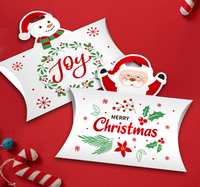 Nouvelle boîte cadeau en papier en forme d'oreiller de Noël créative et personnalisée, écologique et recyclable, pour contenir des bonbons, très vendue