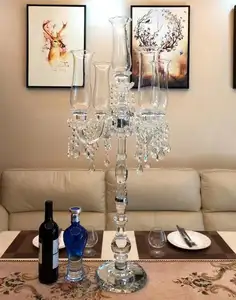 5 זרועות מנורת מתכת קריסטל פמוטים פמוטים אור תה פמוטים קלאסיים מסיבת חג חתונה מרכזי שולחן עיצוב הבית