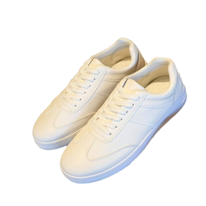 Zapatos Casuales de Hombre de Alta Calidad con Cordones, de Caña Baja, en Cuero PU Blanco y Negro para Primavera, Verano y Otoño - Product Image 1