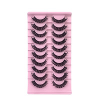 Vente en Gros 10 Paires Faux Cils Courbe DD en Fibres Synthétiques Marque Privée Noirs Naturels avec Bande de Coton Épaisse Cils Complètes