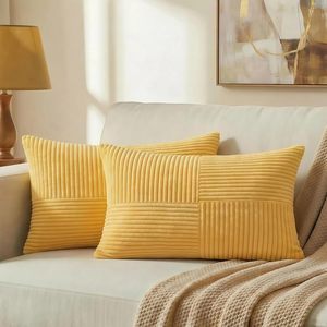 Sarı Bel Bölgesi Dekoratif Yastık Kılıfları 12x20 İnç Oturma Odası Kanepe Yatak Koltuk için, Çiftlik Evi Boho Ev Dekoru - Product Image 1