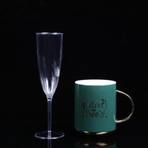 أكواب بلاستيكية شفافة فريدة من نوعها فاخرة شفافة فريدة من نوعها ساق طويل شفاف PS شمبانيا للاستعمال مرة واحدة لحفلات الزفاف - Product Image 3