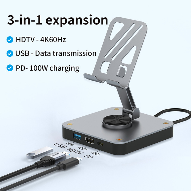 High Quality 3-in-1 USB HUB Phone Holder HDTV 4K60hz Game Console Base Type C Docking Station Stand for Switch