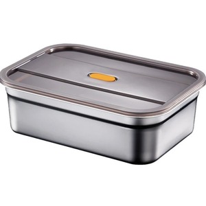 304 Stainless Steel Food Storage Container Rectangle Clip On Lid Microwaveable Refrigerator Box Travel Camping Use - Product Image 5