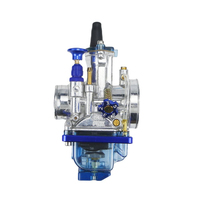 Carburateur de course à clapet plat PWK argenté avec cuve flottante transparente bleue pour moto tout-terrain 2T 4T, VTT, Pit Bike, remplacement de moto
