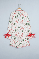 Ensemble de pyjama de Noël pour femmes avec logo personnalisé, haut à manches longues et short, imprimé de Noël, vêtements de nuit décontractés