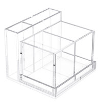 Organisateur de bureau 4 compartiments transparent détachable moderne et simple Porte-stylos carré Rangement Porte-crayons
