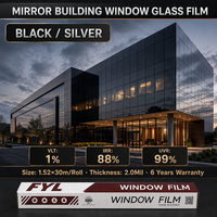 Film Kaca Mobil FYL, Film Kaca Bangunan Cermin FYL, Film Kaca Mobil Privasi Cermin Satu Arah VLT3.2% IRR88%+ UV96% 6 Tahun