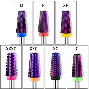 Fraise à ongles 5-en-1 en carbure de tungstène plaqué couleur 3/32 pour le nettoyage des cuticules et le polissage des ongles en acrylique et gel pour salon de manucure - Product Image 3