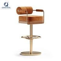 QIANCHENG îlot de cuisine en acier inoxydable poli pivotant rétro maison restaurant bar tabouret haut pour comptoir de cuisine