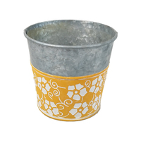 Fournitures de jardin personnalisées en gros, seau à fleurs en acier galvanisé avec logo floral en relief, pots ronds pour plantes et herbes décoratives