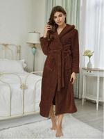 Vente en gros Peignoir imprimé avec logo personnalisé pour hôtel et maison Pyjamas pour femmes Vêtements de nuit en molleton flanelle corail Peignoir à capuche surdimensionné