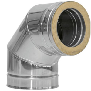Coude <span class=keywords><strong>de</strong></span> <span class=keywords><strong>cheminée</strong></span> à double paroi en acier inoxydable pour cuisinière, 90 degrés, avec <span class=keywords><strong>isolation</strong></span> en <span class=keywords><strong>laine</strong></span> <span class=keywords><strong>de</strong></span> <span class=keywords><strong>roche</strong></span> - Product Image 1