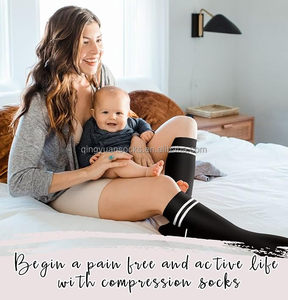 Tùy Chỉnh Chất Lượng Cao Mẹ Không Trượt Mang Thai Dệt Kim 15-20mmhg Nén Vớ Thai Sản Đùi Cao Cho Bảo Vệ - Product Image 3